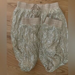 Pink Lily gold Sequin joggers